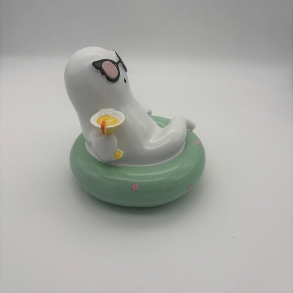 Here For Spooky Summer Ghost on Pool Float Martini Decor 5"x5" SUMMERWEEN NEW - Picture 5 of 6